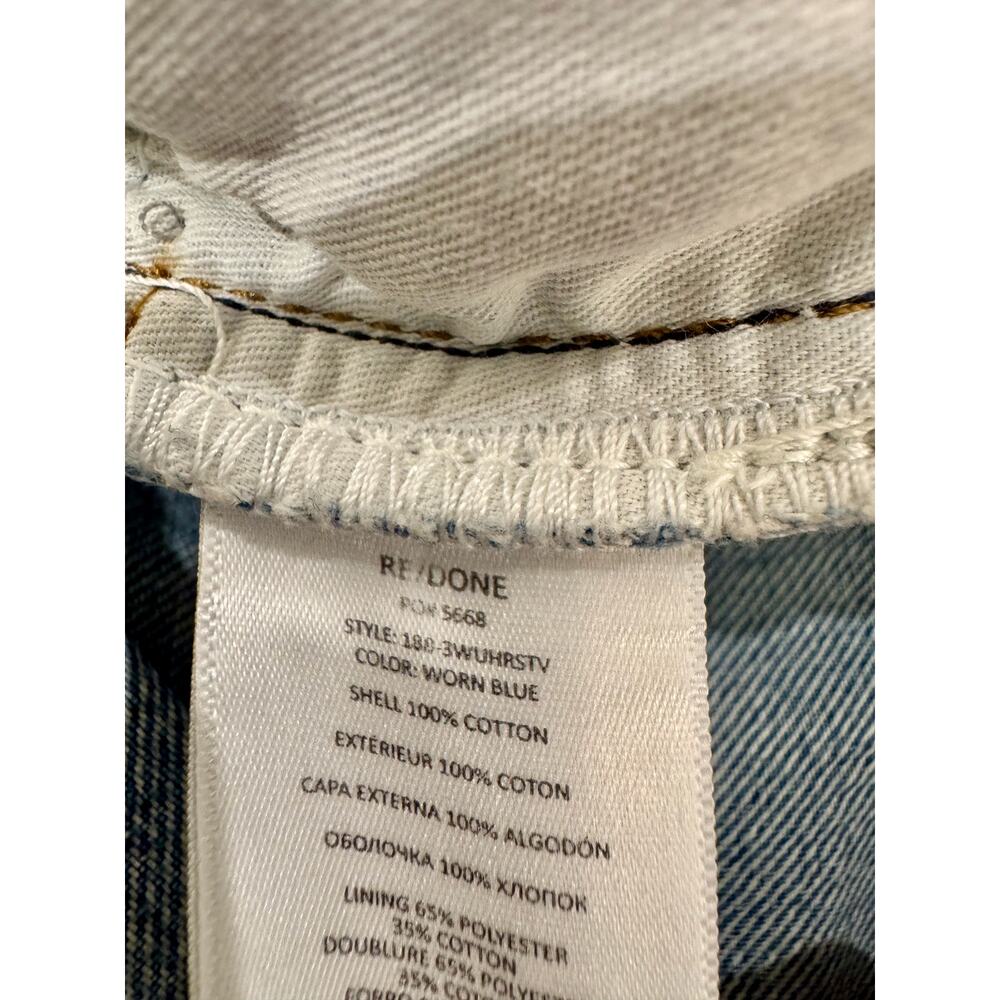 RE/DONE 70s Ultra High Rise Stove Pipe Jeans 29 Worn Blue Raw Hem Cotton REDONE - Picture 10 of 16